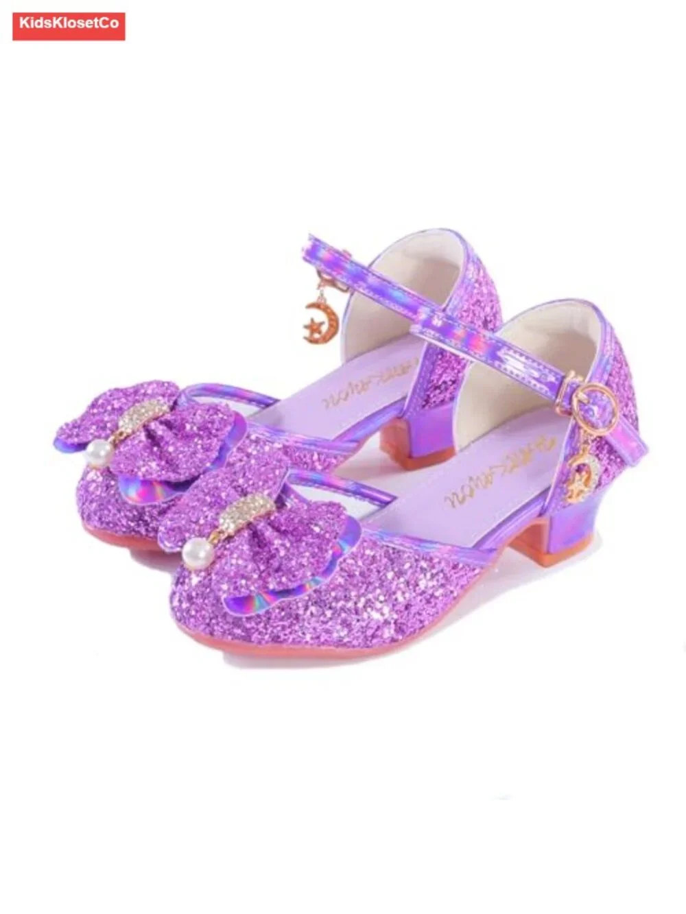 Girls Glitter Sequin Mary Jane Flats with Bow PU Leather Dress Shoes